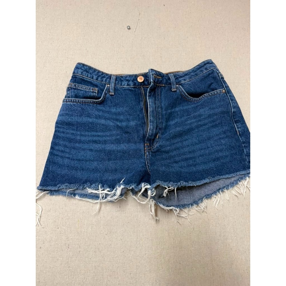 Forever 21 Women's High Rise Cutoff Denim Shorts Size 27 Blue Frayed Hem [A47]